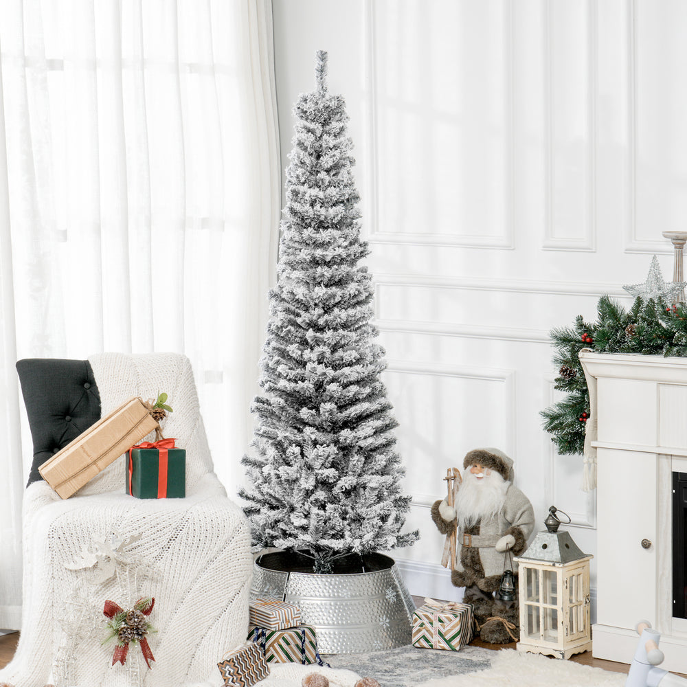 Sapin de Noël givré de 6 pieds en forme de crayon