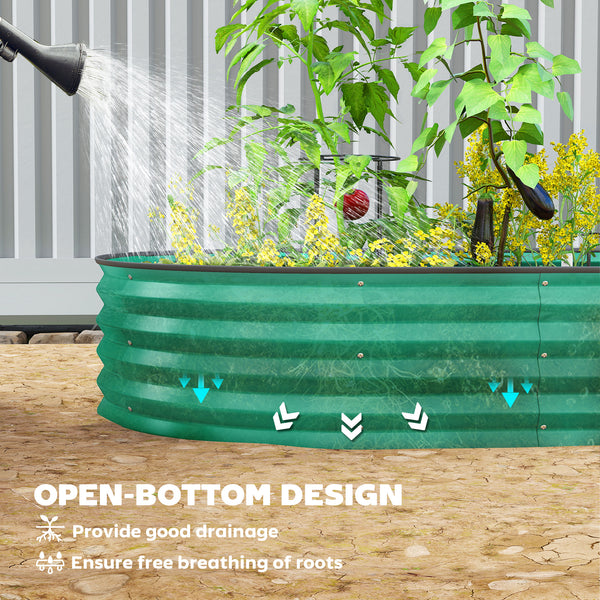 Jardinière d'extérieur surélevée galvanisée avec tuteur en métal, verte