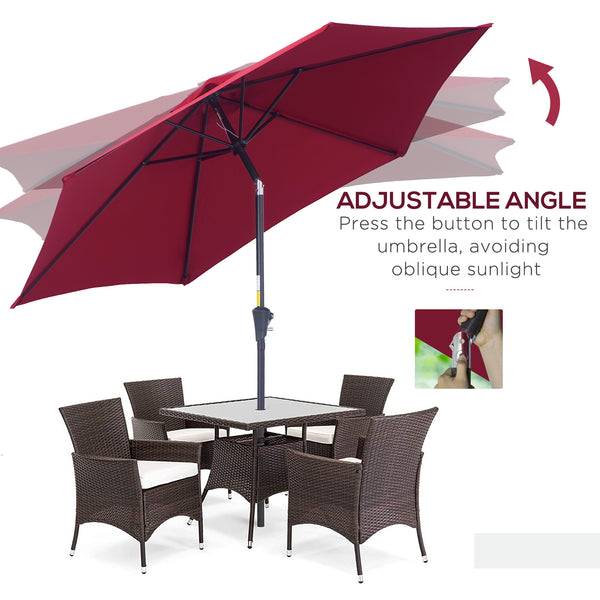 Parasol de terrasse de 8,5 pieds, rouge bordeaux