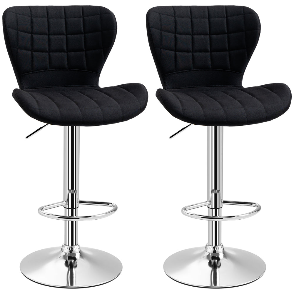 Lot de 2 tabourets de bar pivotants à hauteur réglable avec repose-pieds, noir