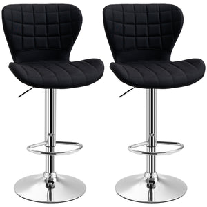 Lot de 2 tabourets de bar pivotants à hauteur réglable avec repose-pieds, noir