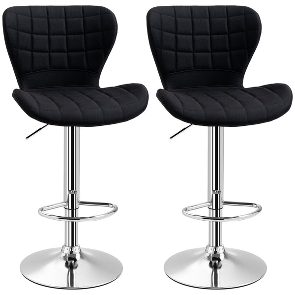 Lot de 2 tabourets de bar pivotants à hauteur réglable avec repose-pieds, noir