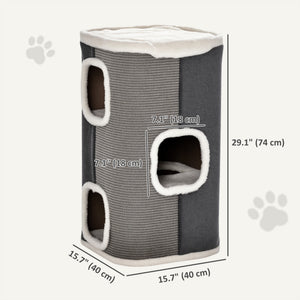 Maison pour chat à 4 étages avec surface à griffe et coussin amovible