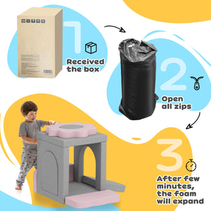 Jouets d'escalade 12 pièces avec piscine à balles (balles non-incluses), gris