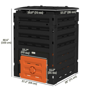 Composteur extérieur 450 L avec système d’aération, (120 gallons), orange