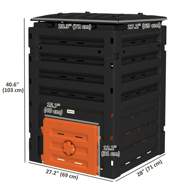 Composteur extérieur 450 L avec système d’aération, (120 gallons), orange