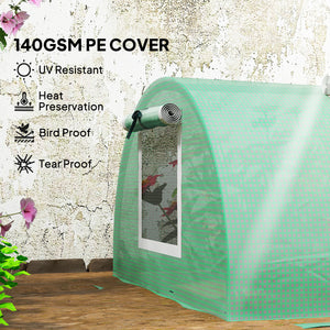 Portable mini greenhouse with 5 mesh windows and steel frame