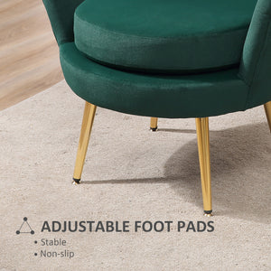 Fauteuil d'appoint lotus en tissu velours avec pieds en métal doré, vert foncé