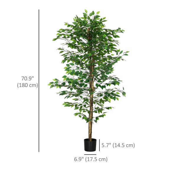 Artificial Ficus, 1.80 m tall, artificial indoor plant with pot, for interior decoration