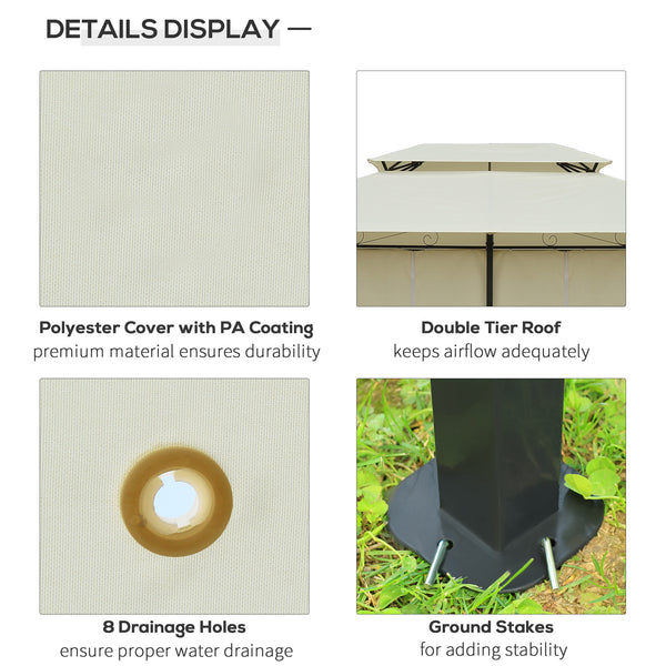 Gazebo 10 x 13 avec toit souple, structure en acier, blanc crème