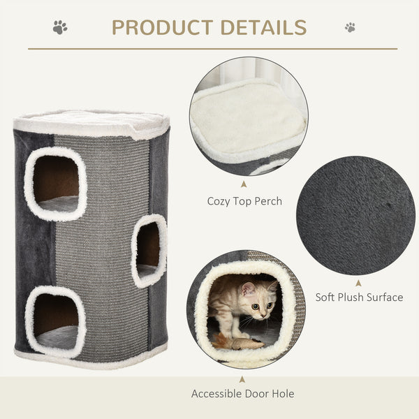 Maison pour chat à 4 étages avec surface à griffe et coussin amovible