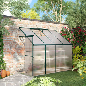 Aluminium and polycarbonate garden greenhouse with roof ventilation
