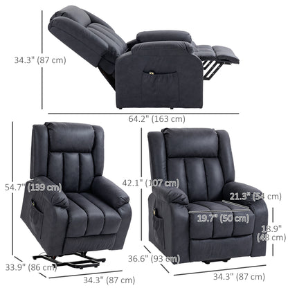 Fauteuil releveur pour seniors, fauteuil inclinable électrique en microfibre avec télécommande, montage rapide, gris anthracite