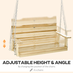 Balancelle de porche 2 places, bois naturel