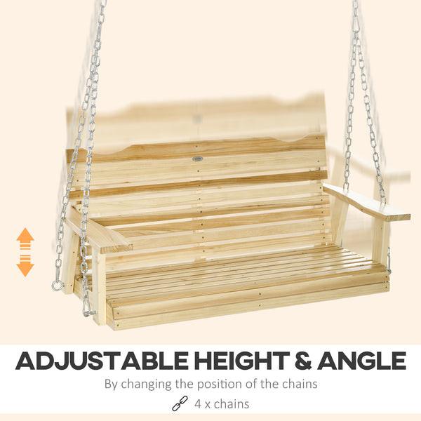 Balancelle de porche 2 places, bois naturel