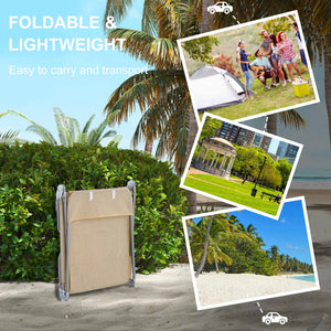 Folding Outdoor Lounge Chair Set of 2, Reclining Tanning Chair with 5-Position Adjustable Backrest, Brown