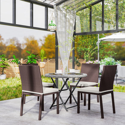 Ensemble de 4 chaises de salle à manger en osier, beige