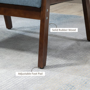 Fauteuils d'appoint avec assise rembourrée en lin, bleu