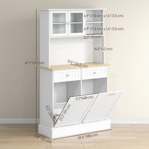 Meuble de cuisine avec station de charge et 2 placards basculants, blanc