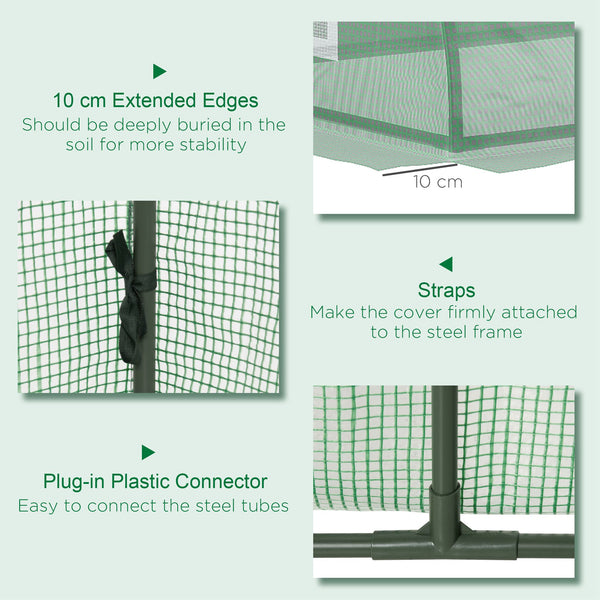 Portable mini greenhouse with 5 mesh windows and steel frame