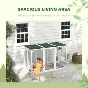 Enclos pour chat avec toit étanche, plateformes à plusieurs niveaux, verrou, blanc