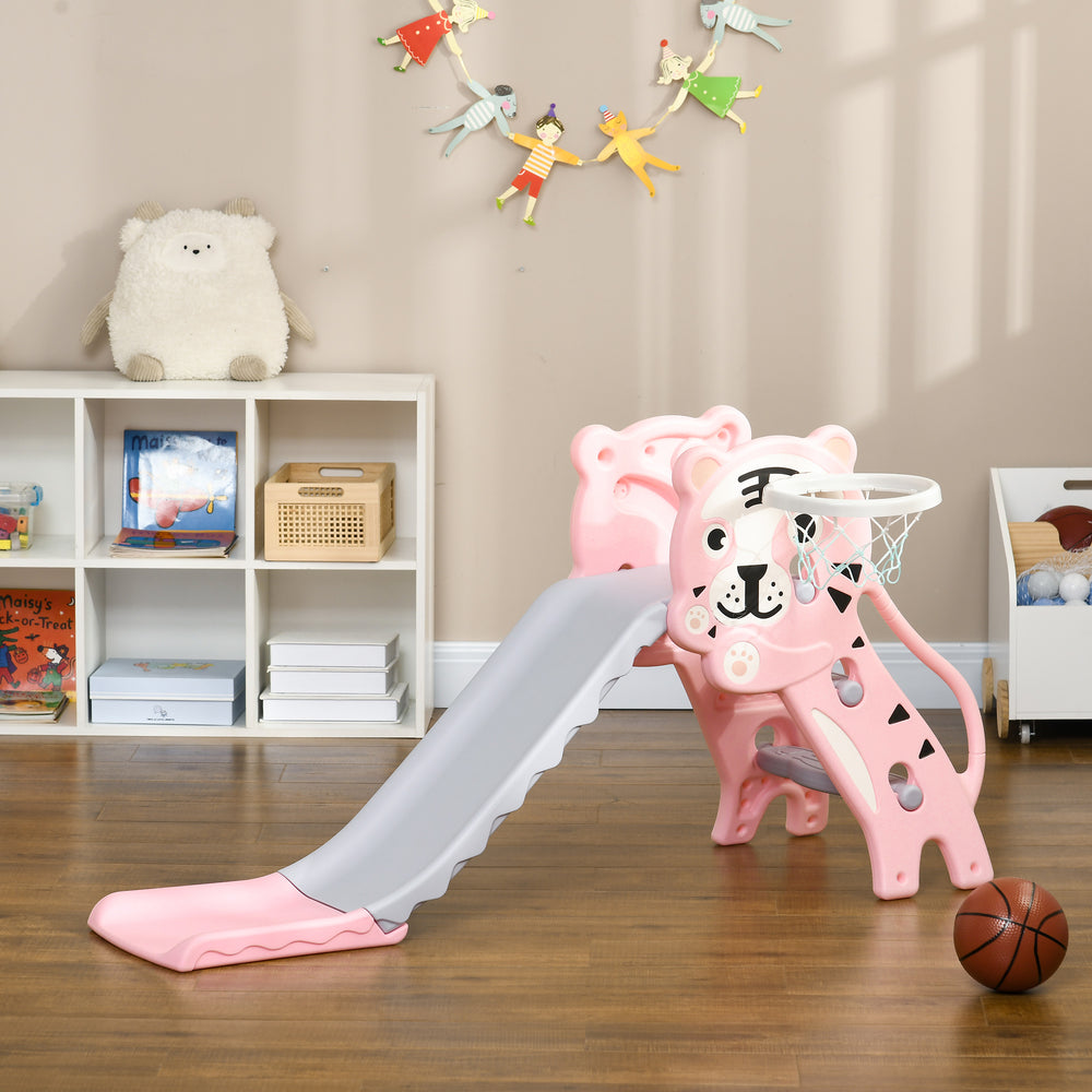 Toboggan 3 en 1 pour tout-petits motif lion rose