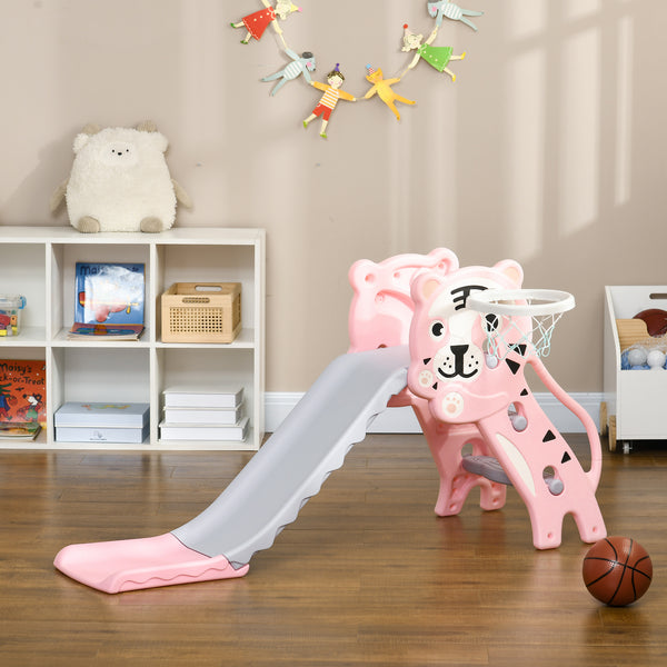Toboggan 3 en 1 pour tout-petits motif lion rose