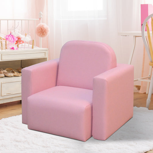 Canapé pour enfants, table et chaise multifonctionnelle 2 en 1 pour tout-petits de 3 à 9 ans, rose