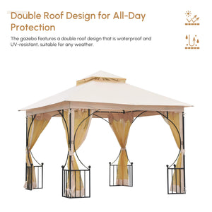 Gazebo 10 x 10 avec moustiquaires, beige
