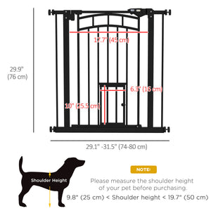 Self-closing pet gate, black