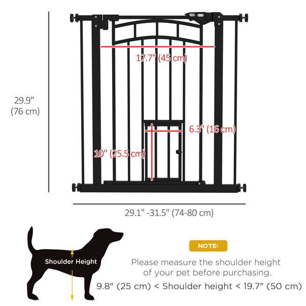 Self-closing pet gate, black