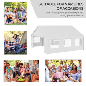 Heavy Duty Party Tent, 19.5' x 19' Large Sun Shade Canopy Tent for Parties, Events, BBQ Grill, White