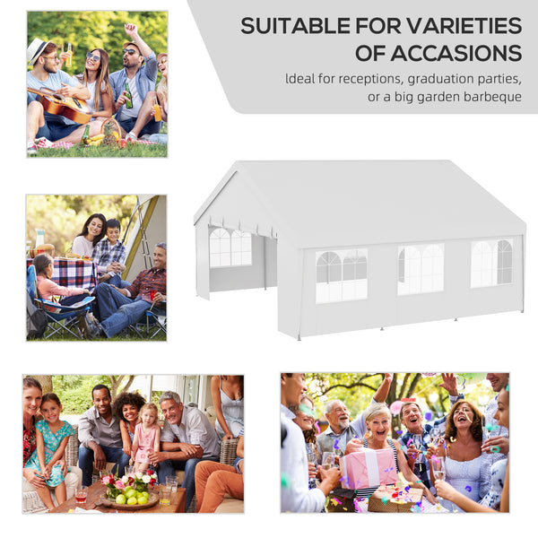 Heavy Duty Party Tent, 19.5' x 19' Large Sun Shade Canopy Tent for Parties, Events, BBQ Grill, White