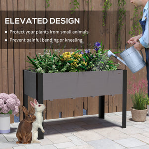 Jardinière surélevée avec pieds, cadre en métal et en bois pour jardin et terrasse, gris