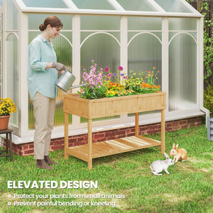 Jardinière surélevée avec 8 compartiments, étagère de rangement, couleur bois naturel