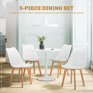 Ensemble table à manger ronde pour 4 personnes pour petits espaces, appartement, blanc