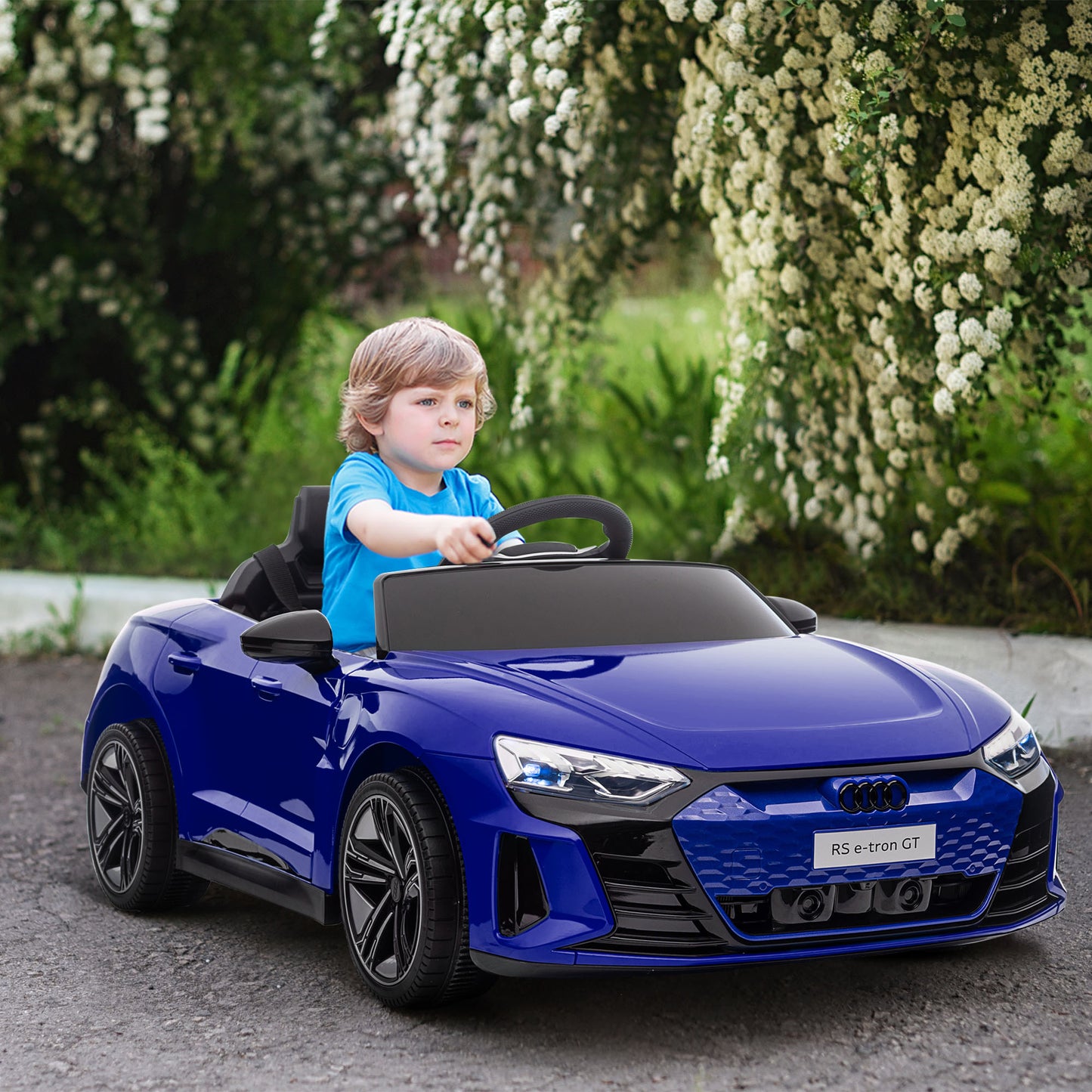 Voiture électrique pour enfants Aosom 12 V Audi RS e-tron GT, sous licence, avec télécommande, bleu marine