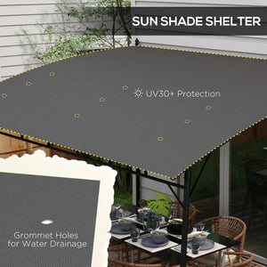 10 x 13 pergola with UV30+ protective fabric and steel frame, dark grey 
