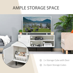 Meuble TV moderne pour téléviseurs jusqu'à 60 pouces avec étagère de rangement, blanc