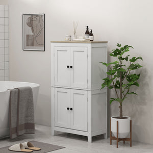 Armoire de rangement de salle de bain blanche avec 2 portes et plateau effet chêne