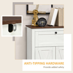 Country-style buffet with doors and drawer, white.