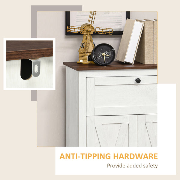 Country-style buffet with doors and drawer, white.