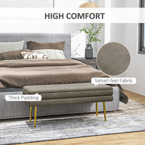 Pouf de rangement en velours avec pieds en acier