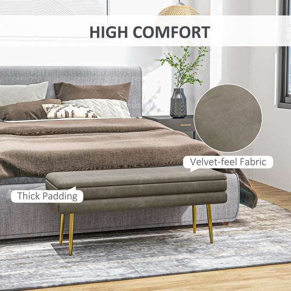 Pouf de rangement en velours avec pieds en acier