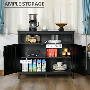 Buffet avec 2 portes et étagères réglables pour cuisine et salle à manger, noir