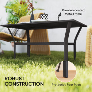 Outdoor slatted-top side table, black