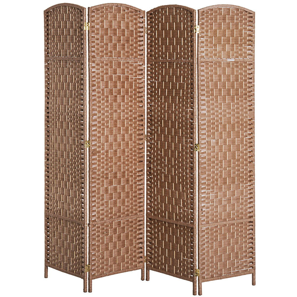 Cloison de séparation pliable à 4 panneaux avec cadre en bois, couleur naturelle