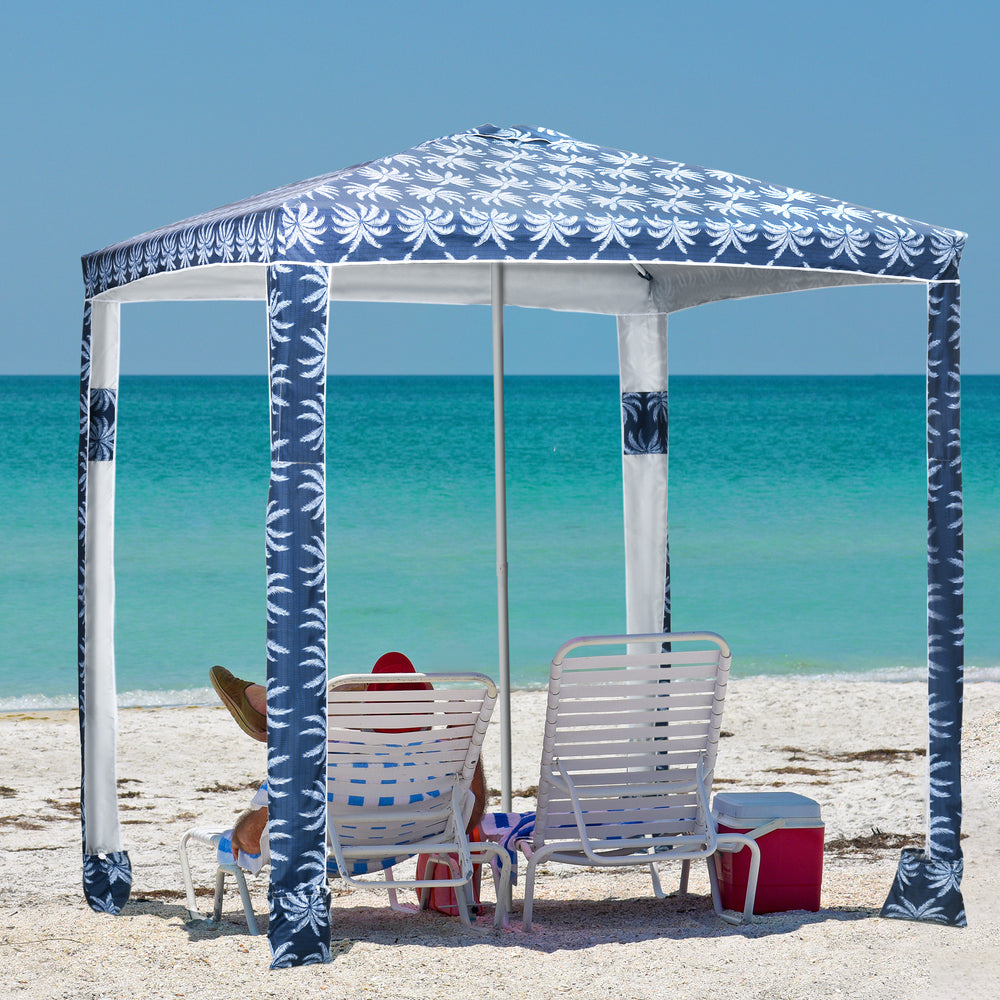 Parasol de plagede 6,5 pieds, bleu foncé