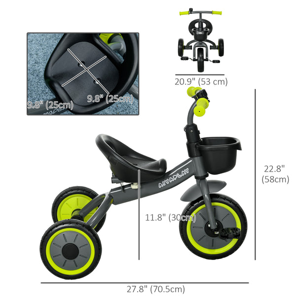 Tricycle for Girls and Boys 2-5 Years Old, Toddler Bike with Adjustable Seat, Basket, Bell, Black