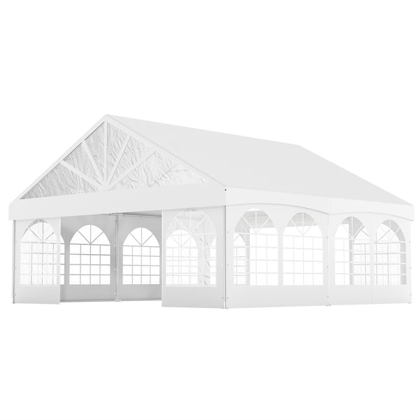 Tente de réception robuste 20' x 20' avec parois latérales de fenêtre amovibles et sacs de transport